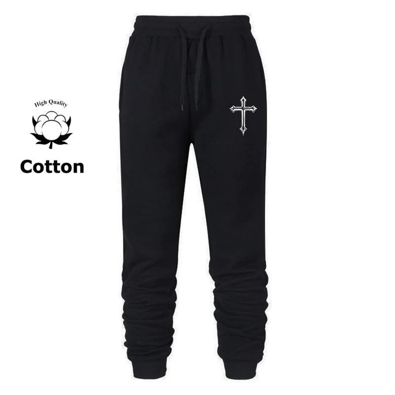 A selection of Cross Print Sweatpants for Men Christian Athletic Workout Running Joggers Trackpants Casual Comfy Cotton Blend Pants Trousers