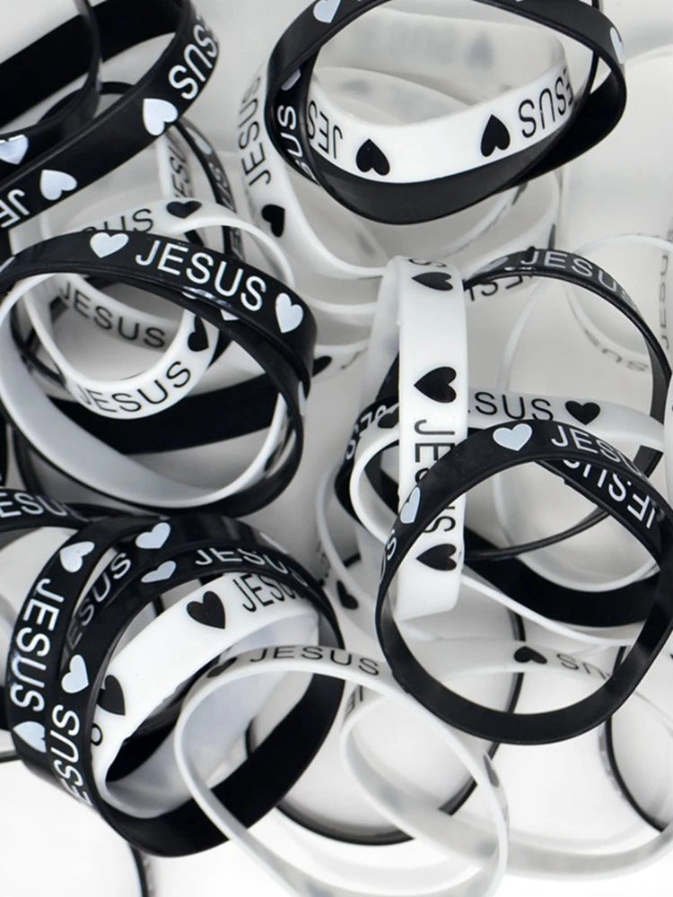 JESUS and Heart silicone Bracelet, Christian Wristband, [multiple]