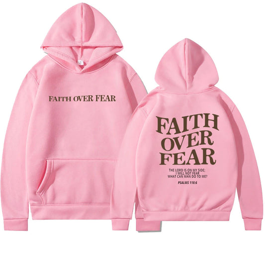 Encouraging, FAITH OVER FEAR Christian hooded sweatshirt for women