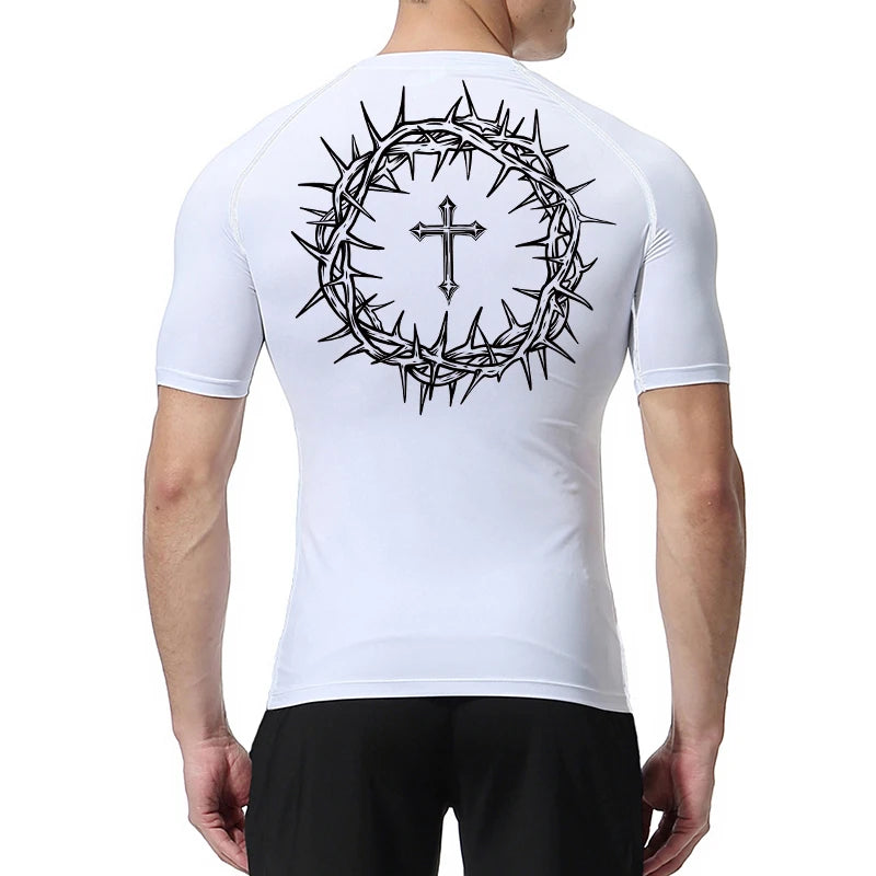 “Crown of Thorns and a Cross” Compression Shirt for Men