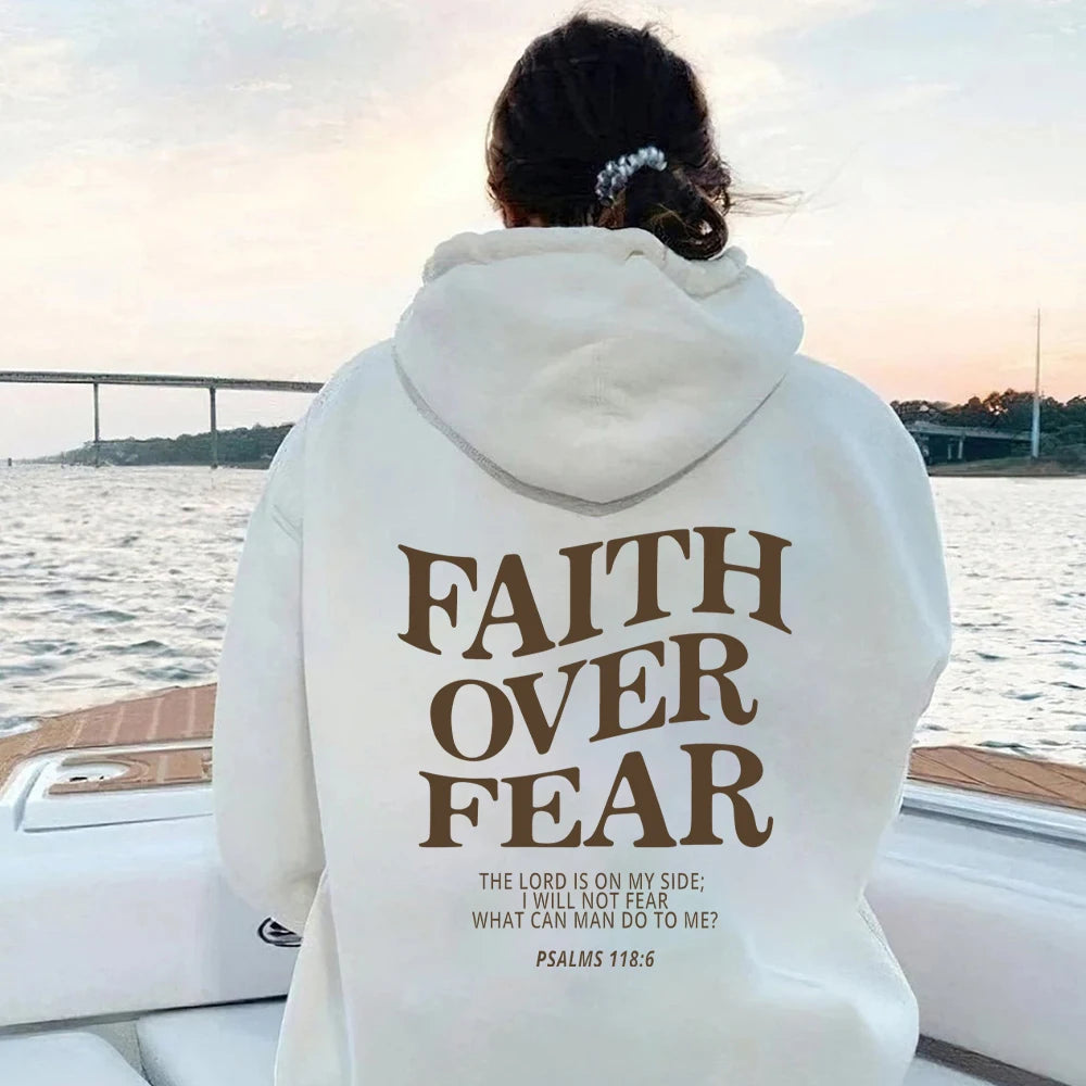 Encouraging, FAITH OVER FEAR Christian hooded sweatshirt for women