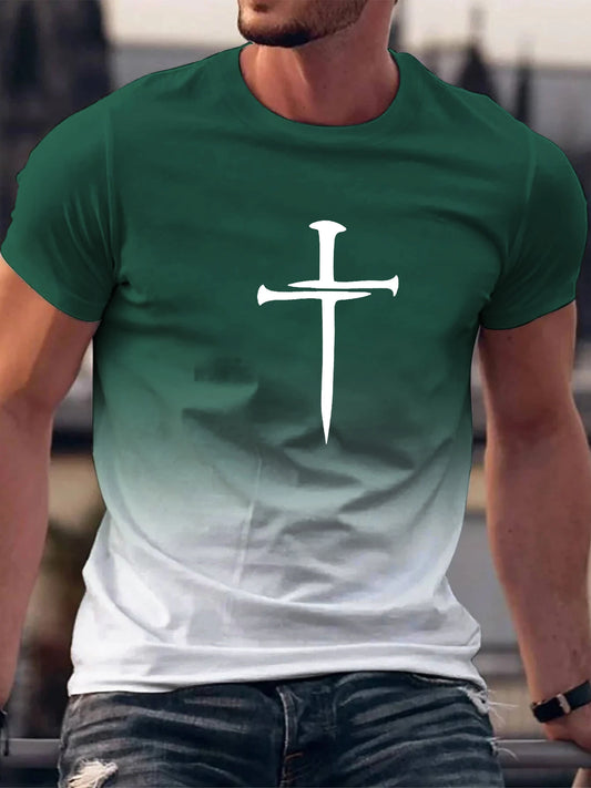 "Christian Cross" Print  T-shirt for Men! [Available in various colors]