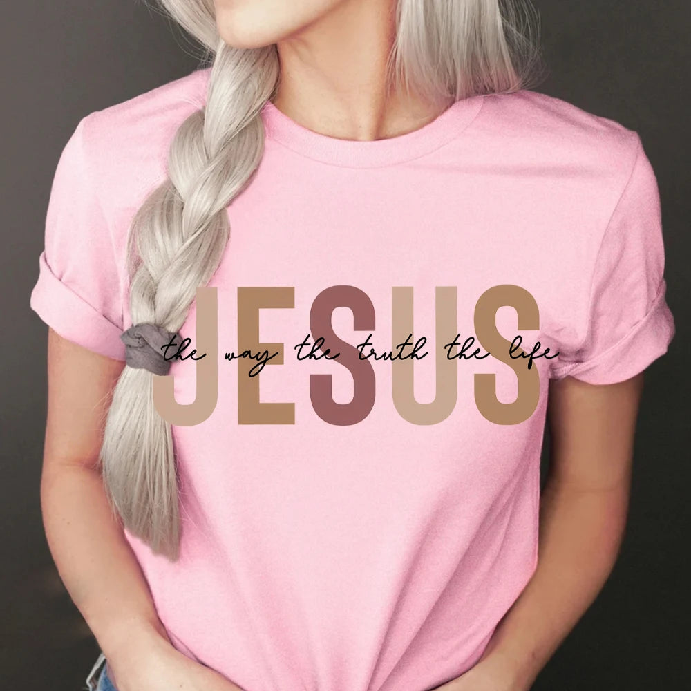 Esus The Way The Truth The Life Shirt for Women Christian Tee for Women Retro Christian T-shirts Jesus Tee for Christian Apparel