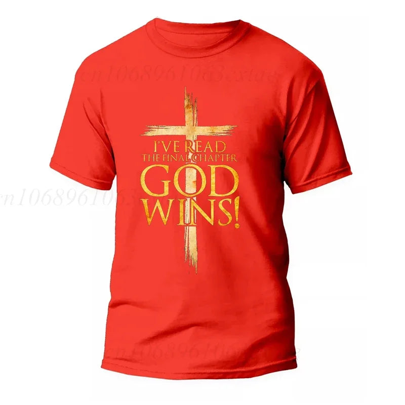 "God Wins" Christian T-Shirt for Men, Women and Youth, [Please choose from Front or Back Print]