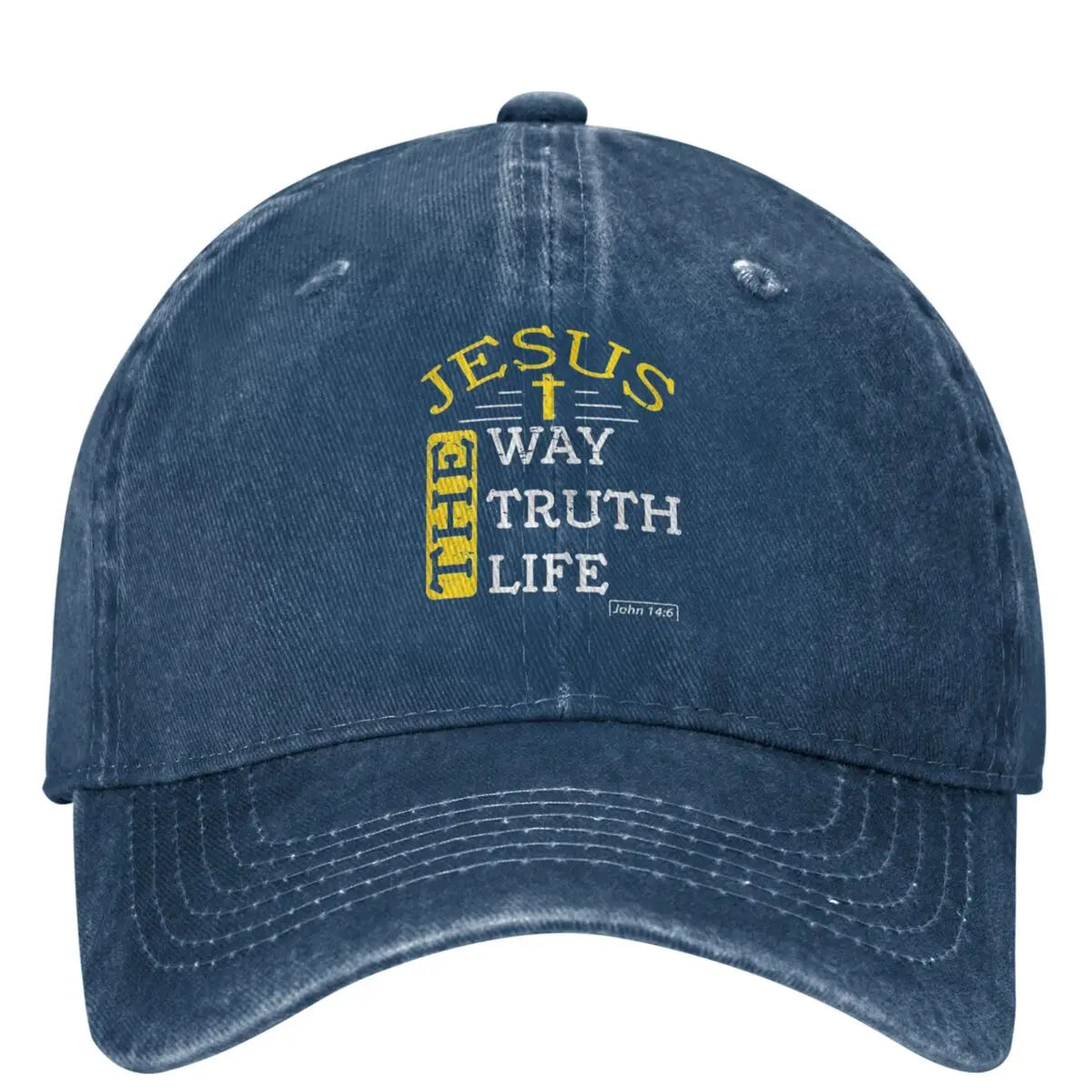 A Unisex, Jesus The Way Truth Life,  Denim Baseball Cap