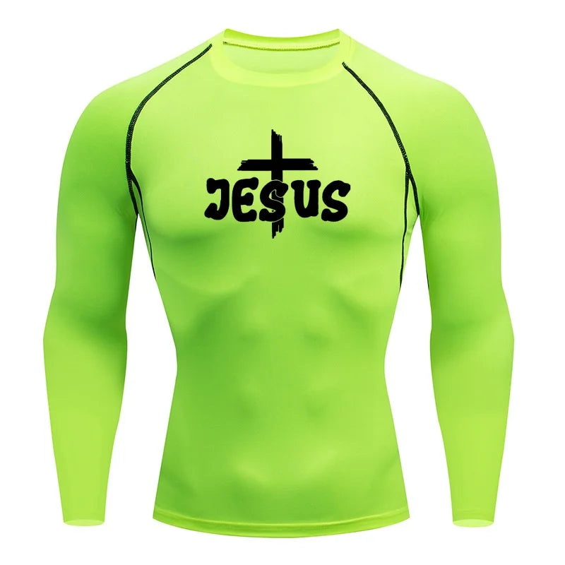 “Jesus & Cross” compression shirts, short and long sleeves, for men