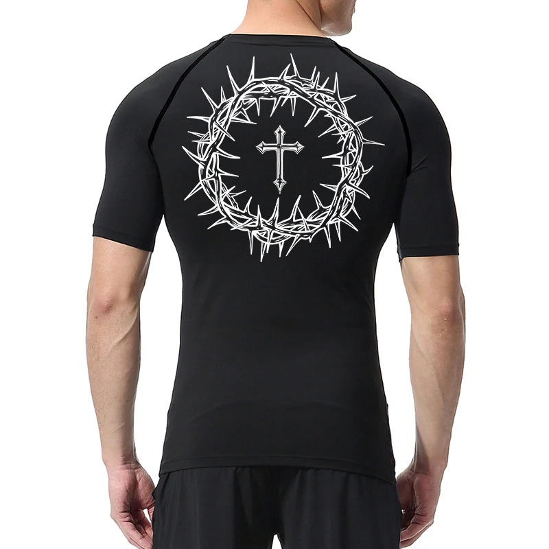 “Crown of Thorns and a Cross” Compression Shirt for Men