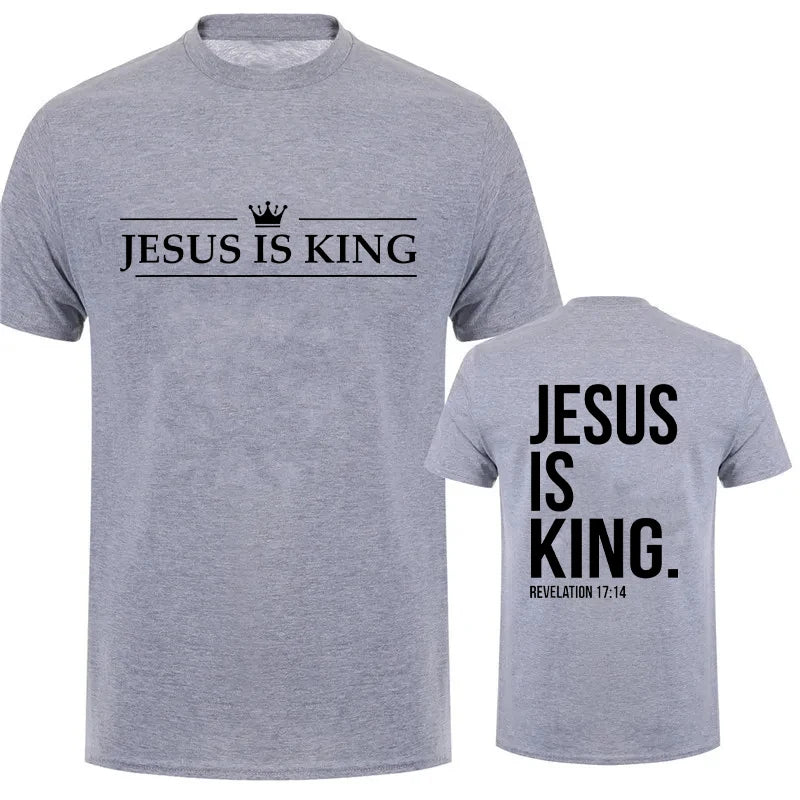 Jesus Is King Print T Shirt Tees for Men Fashion Casual Short Sleeve T-shirt for Summer Casual T-shirts Christian Faith Tshirts