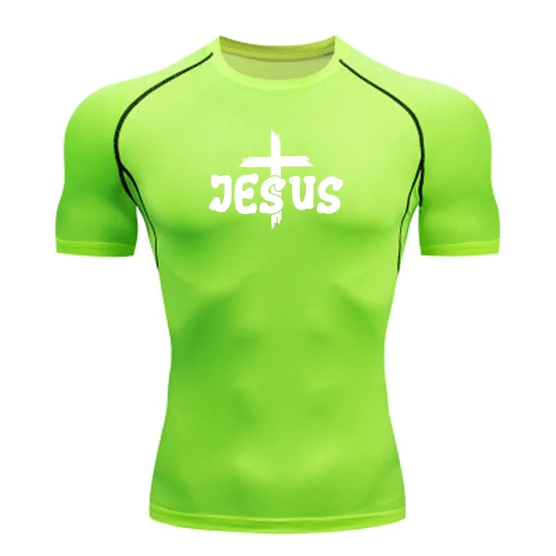 “Jesus & Cross” compression shirts, short and long sleeves, for men