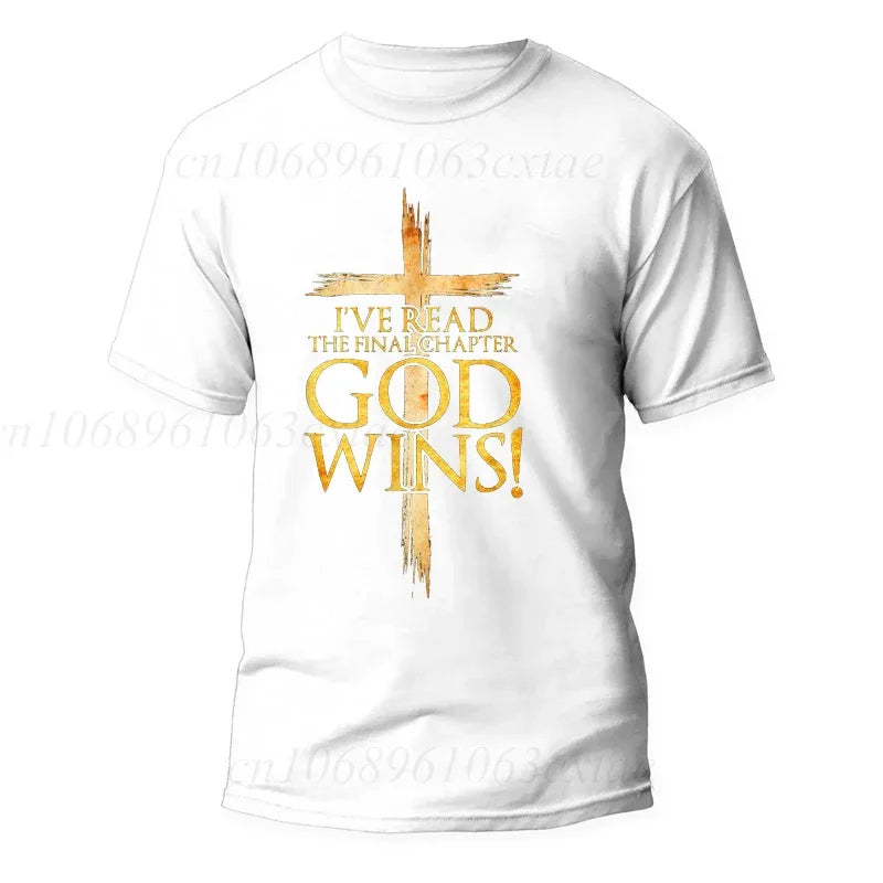 "God Wins" Christian T-Shirt for Men, Women and Youth, [Please choose from Front or Back Print]