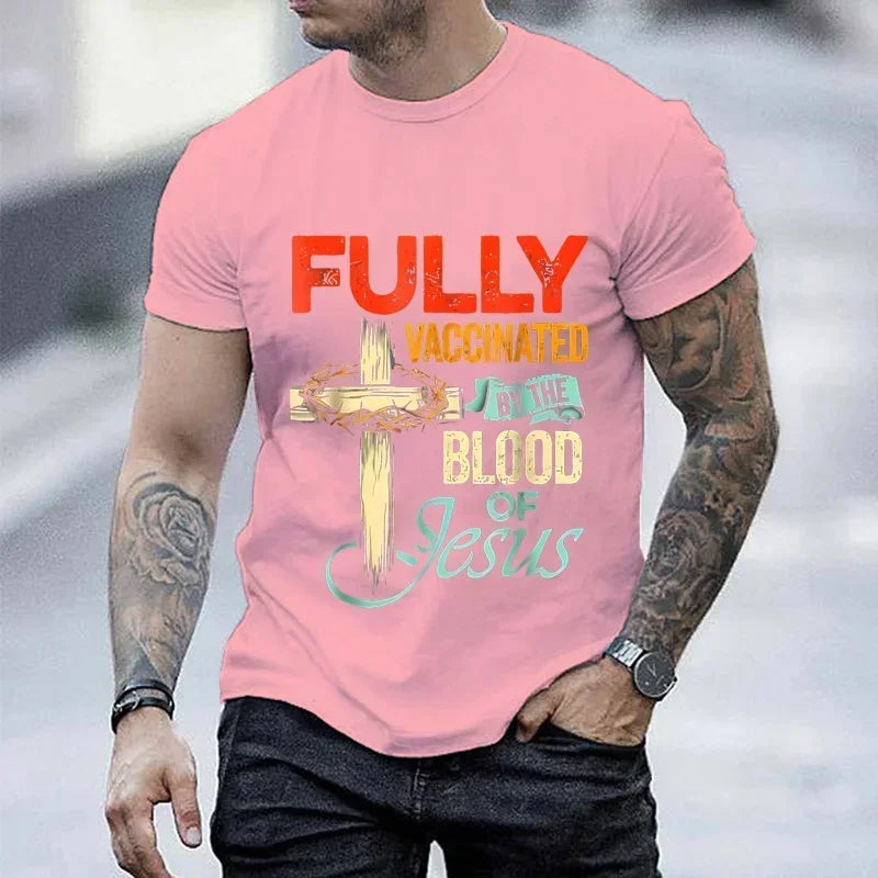 Fully Vaccinated By The Blood of Jesus  T-Shirt for men