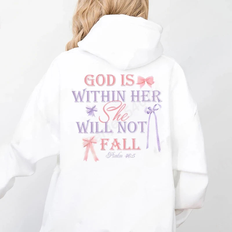 Women's Hoodies with Butterfly and Letter Print, Long Sleeves, Hooded, Christian Jesus God Graphic Hoodies, Harajuku Pulllovers