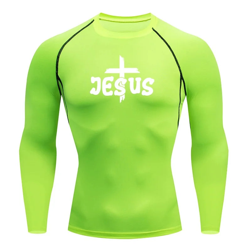 “Jesus & Cross” compression shirts, short and long sleeves, for men