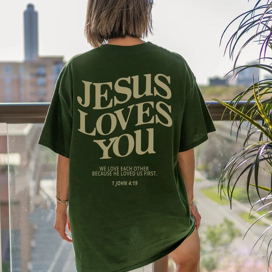 "Jesus Loves You" Christian Loose T-Shirt for women!