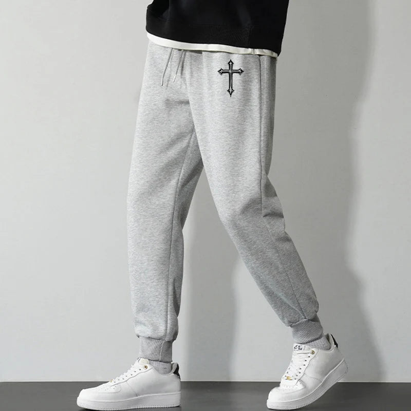 A selection of Cross Print Sweatpants for Men Christian Athletic Workout Running Joggers Trackpants Casual Comfy Cotton Blend Pants Trousers