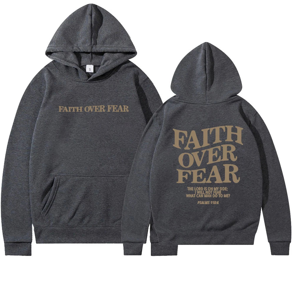 Encouraging, FAITH OVER FEAR Christian hooded sweatshirt for women