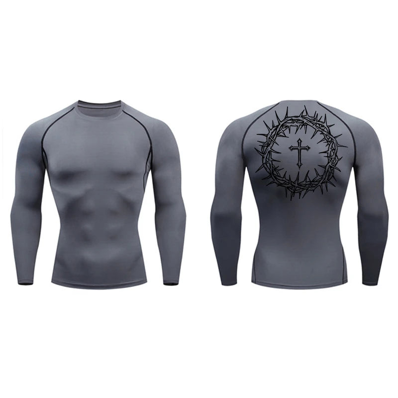 “Crown of Thorns and a Cross” Compression Shirt for Men