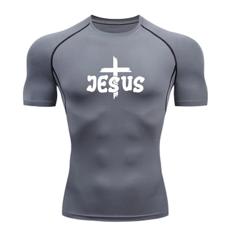 “Jesus & Cross” compression shirts, short and long sleeves, for men