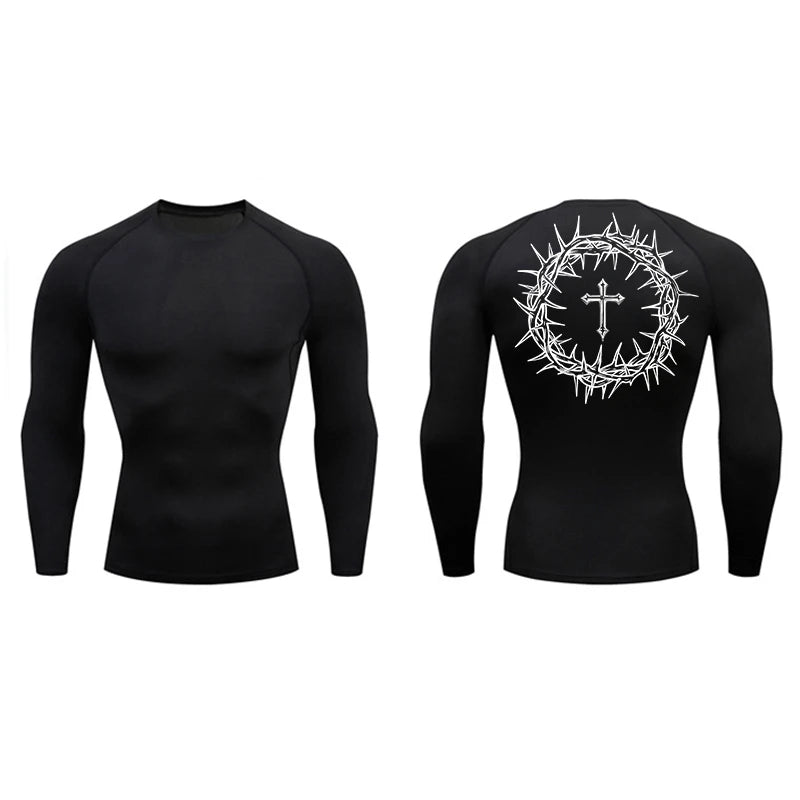 “Crown of Thorns and a Cross” Compression Shirt for Men