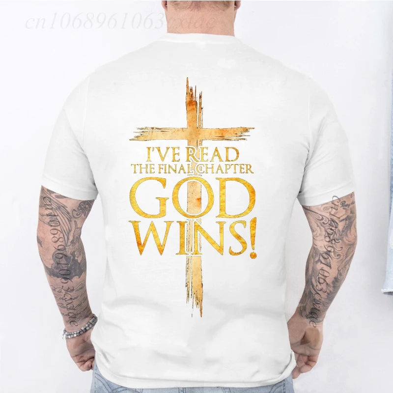 "God Wins" Christian T-Shirt for Men, Women and Youth, [Please choose from Front or Back Print]