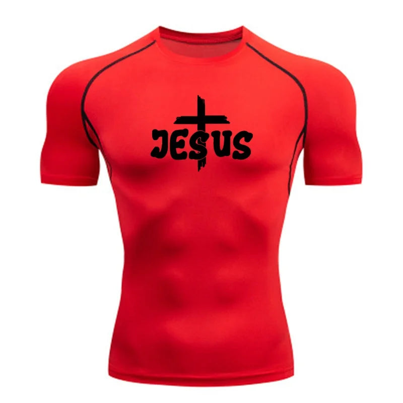 “Jesus & Cross” compression shirts, short and long sleeves, for men