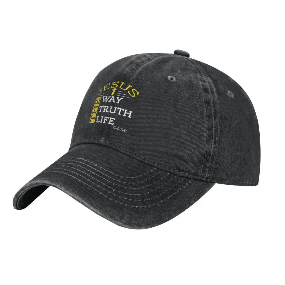 A Unisex, Jesus The Way Truth Life,  Denim Baseball Cap