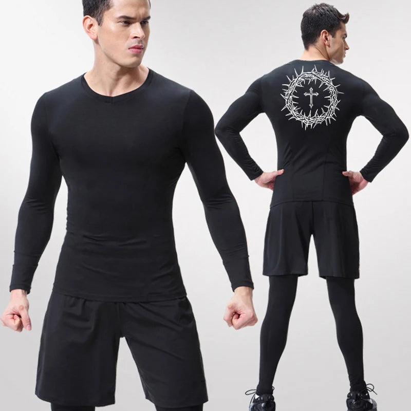 “Crown of Thorns and a Cross” Compression Shirt for Men