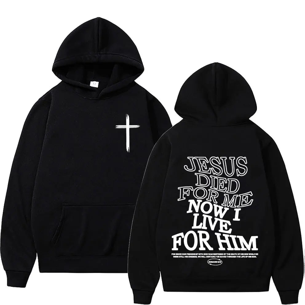 Aesthetic Christian Hoodie Streetwear Men's Jesus Letters Print Vintage Sweatshirt Unisex Fashion Casual Long Sleeve Hoodies Y2K