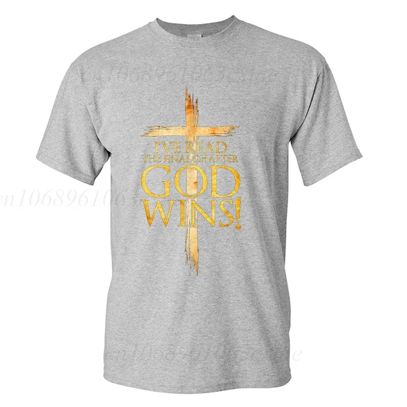 "God Wins" Christian T-Shirt for Men, Women and Youth, [Please choose from Front or Back Print]