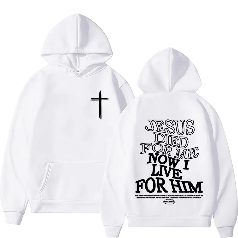 Aesthetic Christian Hoodie Streetwear Men's Jesus Letters Print Vintage Sweatshirt Unisex Fashion Casual Long Sleeve Hoodies Y2K