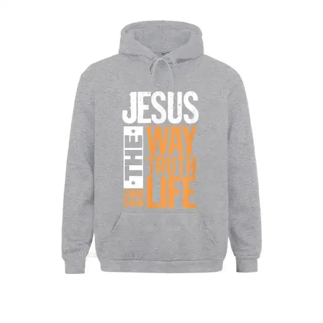 Jesus The Way Truth Life John Christian Bible Verse Hooded Pullover Hoodies For Male Sweatshirts Comfortable Wholesale Clothes