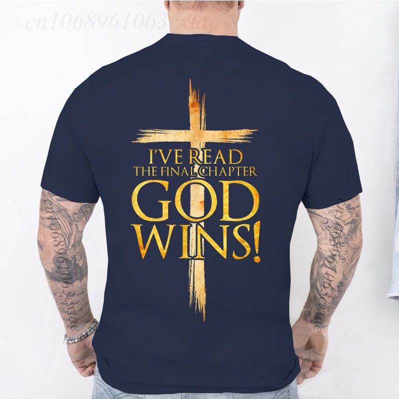 "God Wins" Christian T-Shirt for Men, Women and Youth, [Please choose from Front or Back Print]