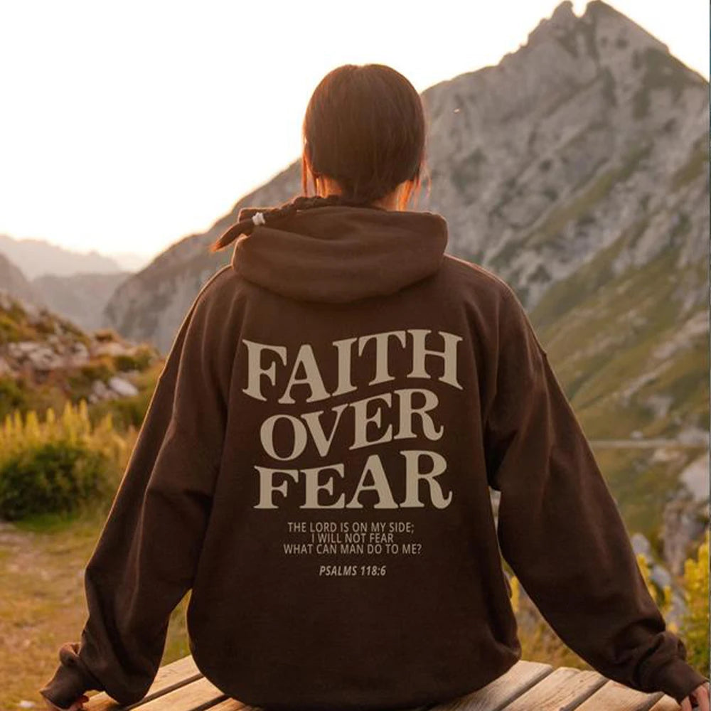 Encouraging, FAITH OVER FEAR Christian hooded sweatshirt for women