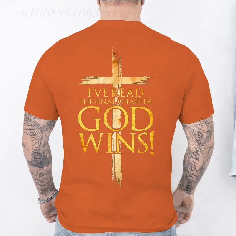 "God Wins" Christian T-Shirt for Men, Women and Youth, [Please choose from Front or Back Print]