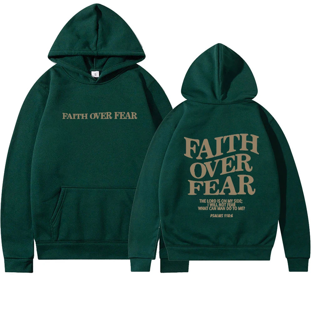 Encouraging, FAITH OVER FEAR Christian hooded sweatshirt for women