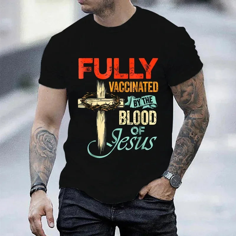 Fully Vaccinated By The Blood of Jesus  T-Shirt for men