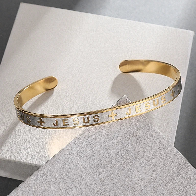 A Fashionable Stainless Steel, JESUS and CROSS BRACELET for Men