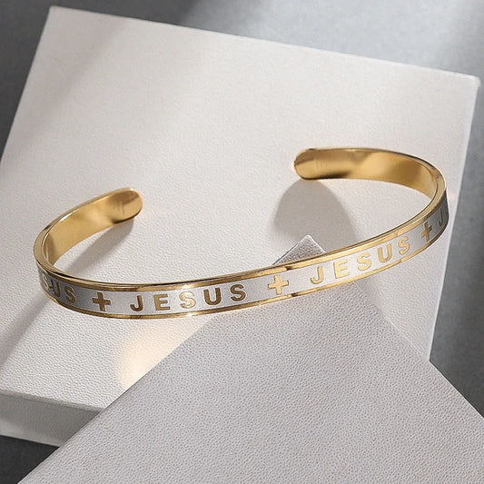 A Fashionable Stainless Steel, JESUS and CROSS BRACELET for Men