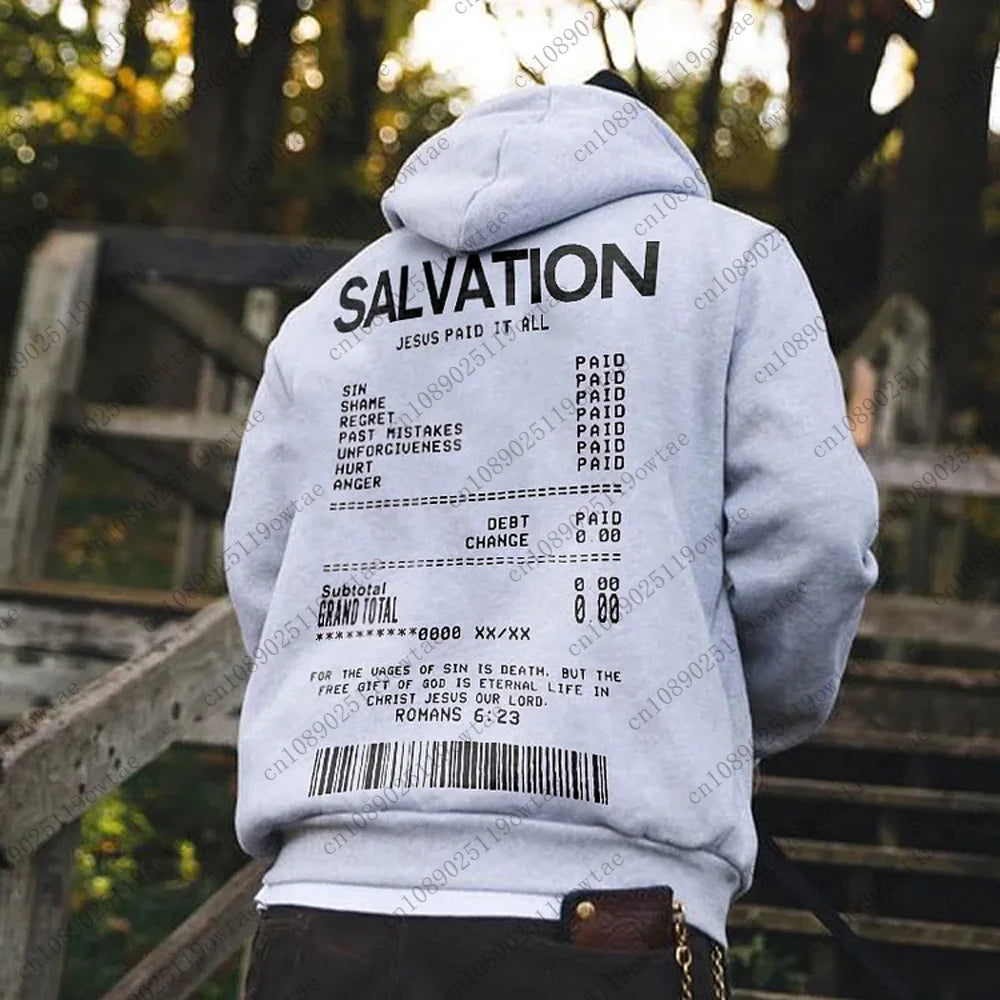 Jesus Paid It All Salvation Receipt Print Graphic Streetwear Hoodie Oversized  Hoodie Causal Unisex Sweatshirt For Adult&Kid