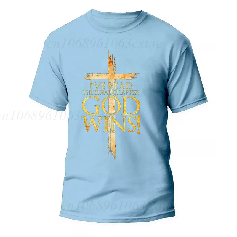 "God Wins" Christian T-Shirt for Men, Women and Youth, [Please choose from Front or Back Print]