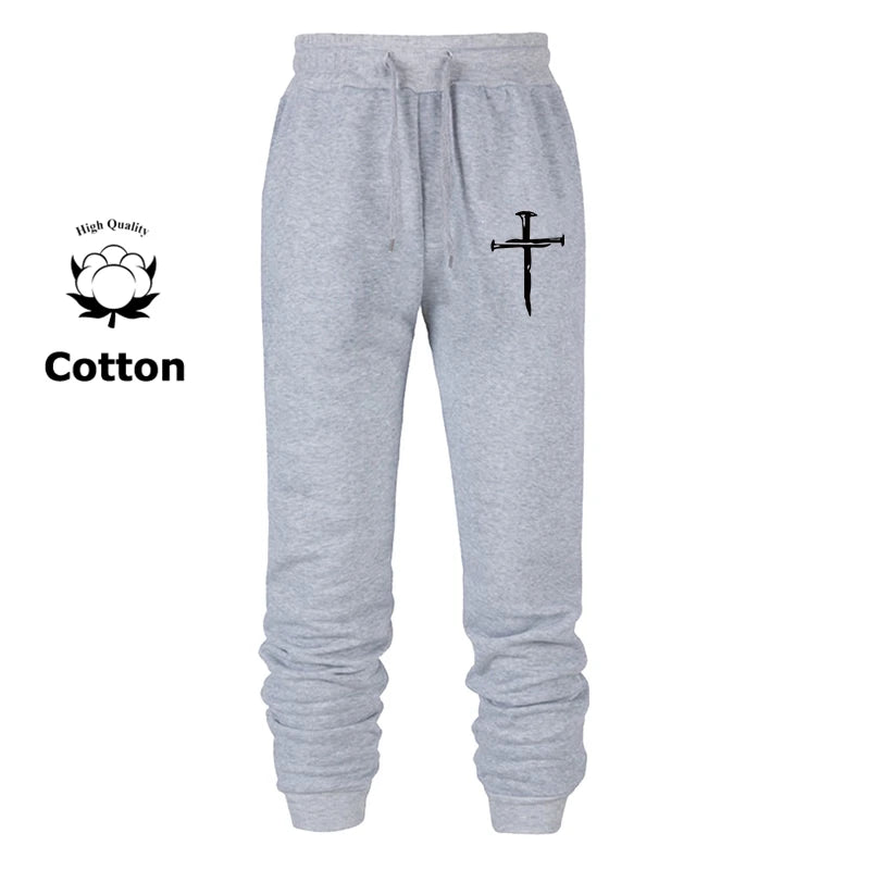 A selection of Cross Print Sweatpants for Men Christian Athletic Workout Running Joggers Trackpants Casual Comfy Cotton Blend Pants Trousers