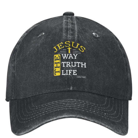 A Unisex, Jesus The Way Truth Life,  Denim Baseball Cap