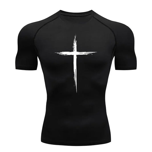 Men's "Cross" Print Compression Shirt