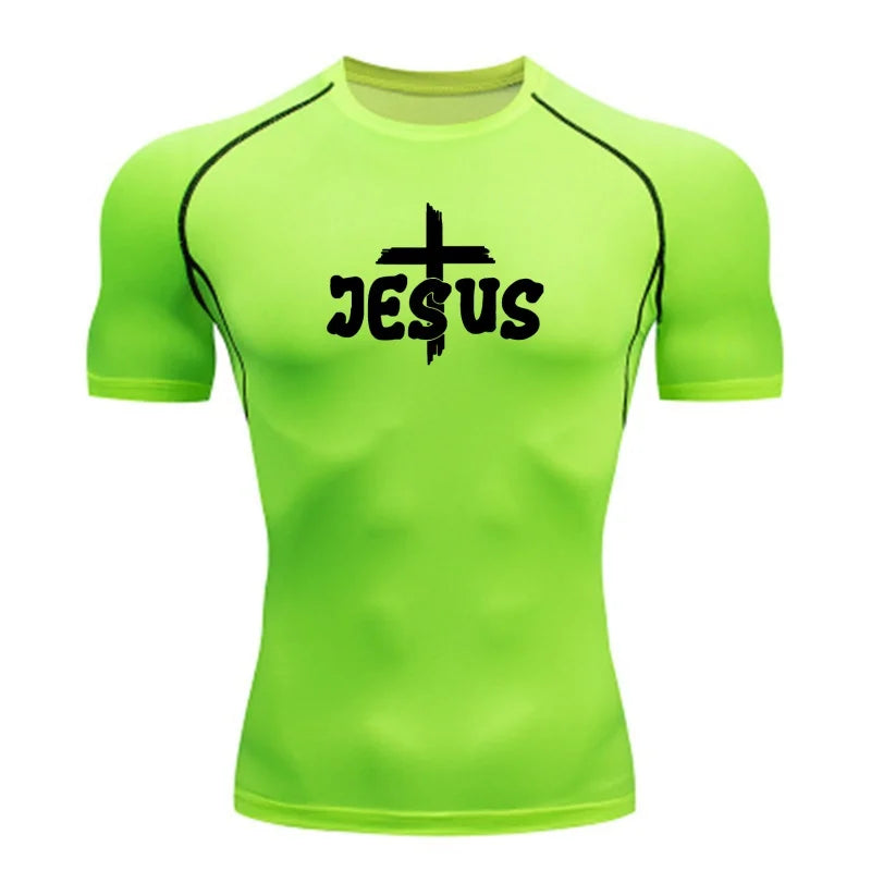 “Jesus & Cross” compression shirts, short and long sleeves, for men