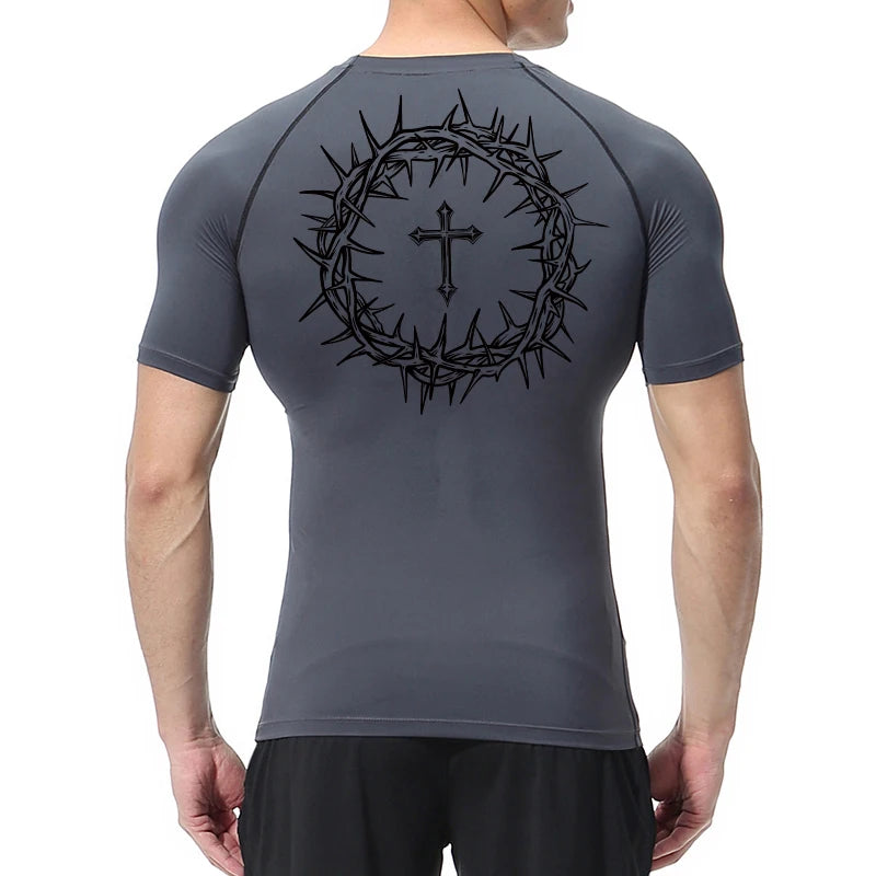 “Crown of Thorns and a Cross” Compression Shirt for Men