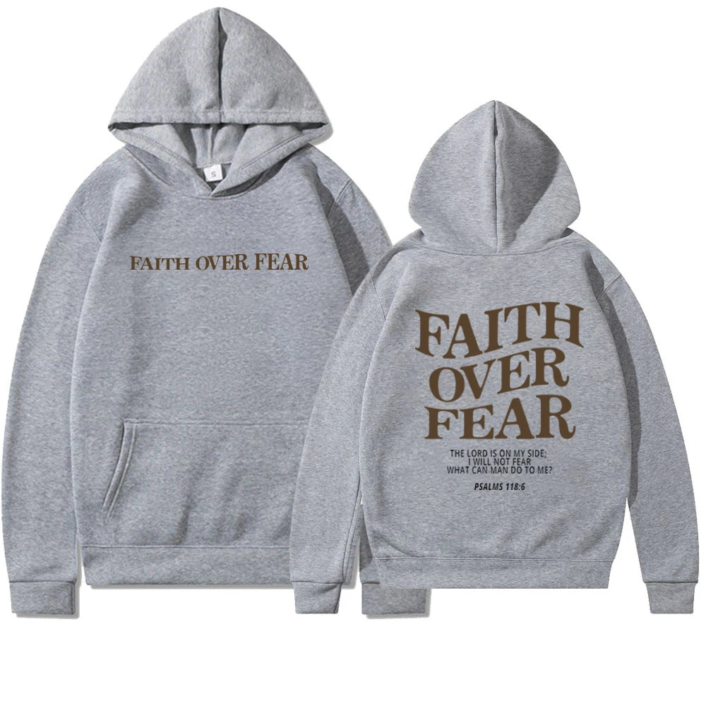 Encouraging, FAITH OVER FEAR Christian hooded sweatshirt for women