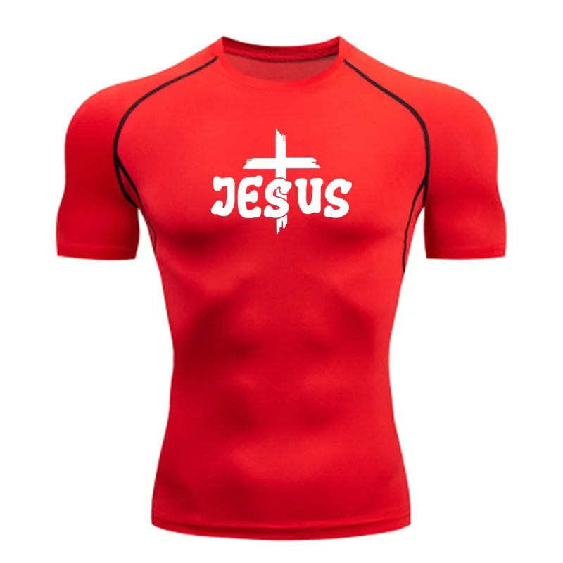 “Jesus & Cross” compression shirts, short and long sleeves, for men