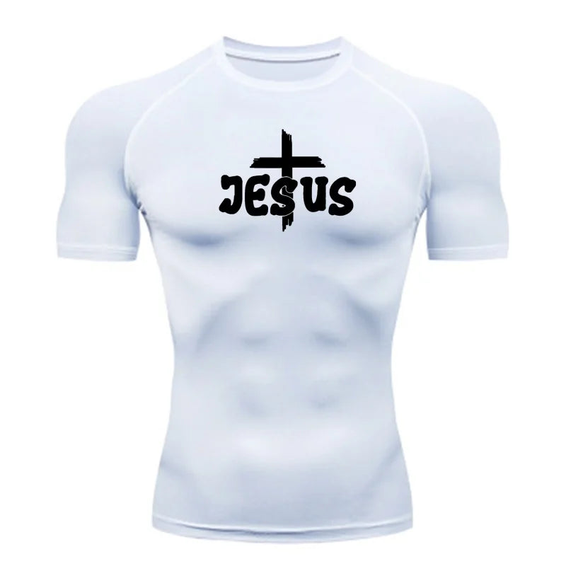 “Jesus & Cross” compression shirts, short and long sleeves, for men