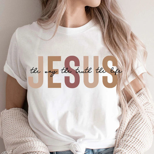 Esus The Way The Truth The Life Shirt for Women Christian Tee for Women Retro Christian T-shirts Jesus Tee for Christian Apparel