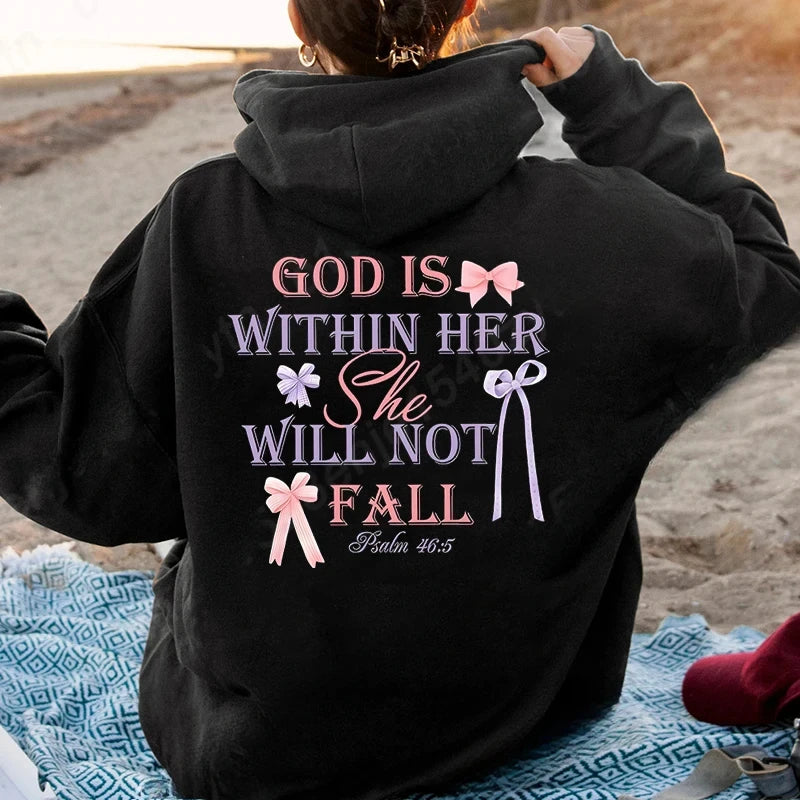 Women's Hoodies with Butterfly and Letter Print, Long Sleeves, Hooded, Christian Jesus God Graphic Hoodies, Harajuku Pulllovers